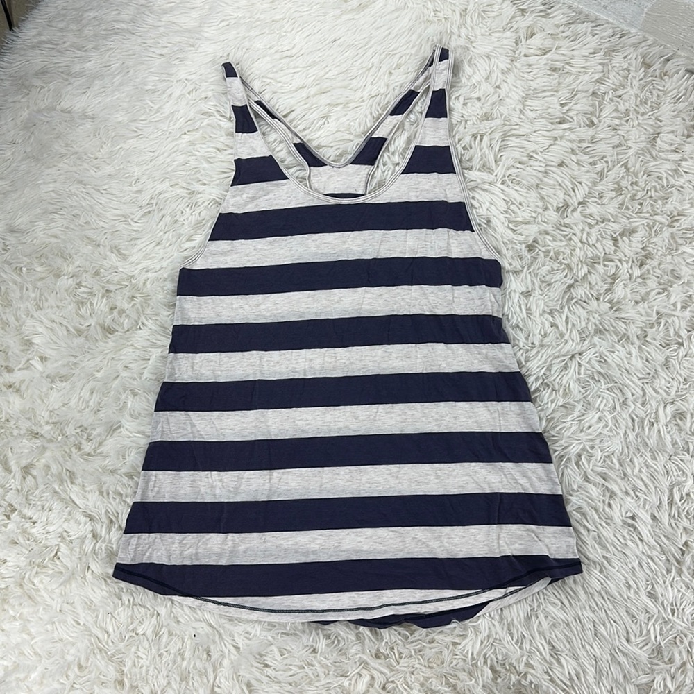 Lululemon Om Racerback Steep Stripe Cadet Blue Heathered Angel